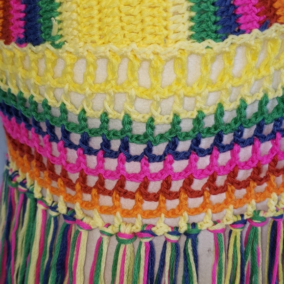 Tassels Crochet Bikini Top. Sexy Colorful Rainbow - Picture 9 of 14